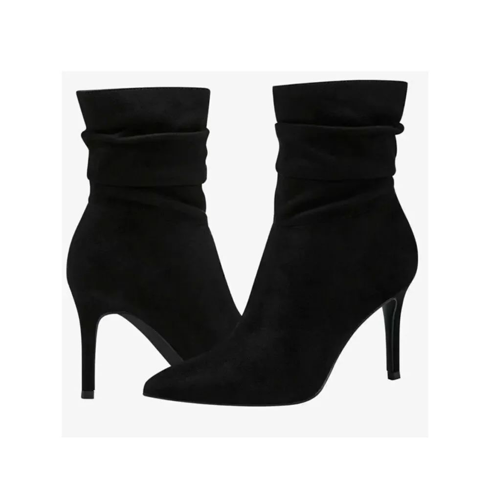 NWT Marc Fisher 6 Black Suede 3.5” Stiletto High Heel Ankle DREAMA Boots Booties